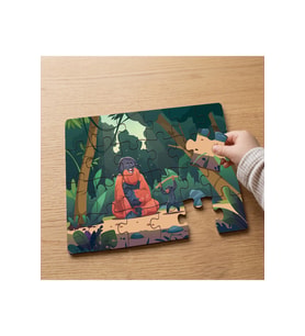 Anne Maymun ve Yavrusu Tasarımlı 24 Parça Ahşap Çocuk Puzzle MPK0847