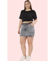 Kadın Denim Şort Etek Yüksek Bel Kısa Boy Casual Günlük Hafta Sonu Yaz Aylarının Vazgeçilmezi (Gri)