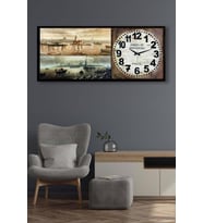 Duvar Saati - 122892 - Dekoratif Duvar Saati Kanvas Tablo 100 X 60 X 4 (Karışık)