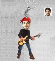Kişiye Özel Gitarist Erkek Ahşap Anahtarlık-4