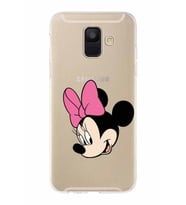 Samsung Galaxy A6 (2018)  Kapak Minnie Mouse Tasarımlı Şeffaf Silikon Kılıf