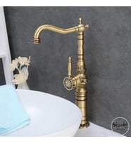 Sipahi Marble Eskitme İşlemeli Çanak Lavabo Bataryası