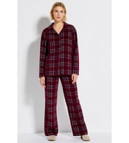 Kadın Büyük Beden Gömlek Yaka Uzun Kol Ekose Polar Pijama Takımı Fonksiyonel Dayanıklı Şık