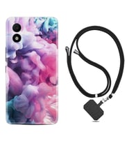 TCL 303 Kılıf Resimli Boyun Askılı İpli Desenli Silikon Pink Cloud 1305