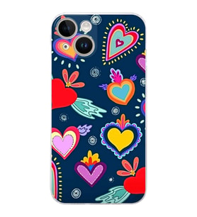 PrintiFy iPhone 14 Plus ile Uyumlu Retro Color 3  Kamera Korumalı Şeffaf  Kılıf