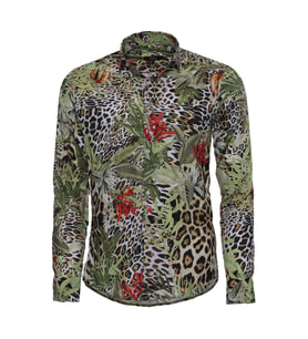 Kaplan Desenli Slim Fit Uzun Kollu Renkli Erkek Gömlek - Wessi (Beyaz)