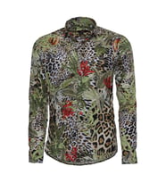 Kaplan Desenli Slim Fit Uzun Kollu Renkli Erkek Gömlek - Wessi (Beyaz)