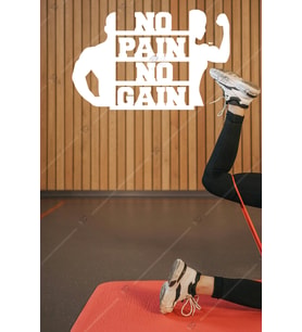 No Pain No Gain Fitness Inspirational Ahşap Duvar Dekoru - 3 Mm Mdf - Kolay Montaj (Beyaz)