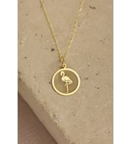 Kişiye Özel Flamingo Figürlü Şık Kolye 925K Gümüş (Gold)