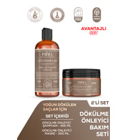 PXEL Dökülme Önleyici Şampuan - Maske 2’li Set  Zayıflayan İncelen ve Dökülen Saçlar 400 ML, 300 ML