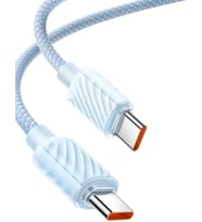 Lexroo CA-3671 Crystal Serisi Type-c Type-c 100W PD Hızlı Şarj ve Örgü Kablo Mavi 1.2m