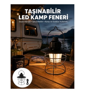 Mey İthalat® 4 Fonksiyonlu Dekoratif Kamp Lambası – Tungsten Ampul, USB Çıkışlı Yeni Nesil