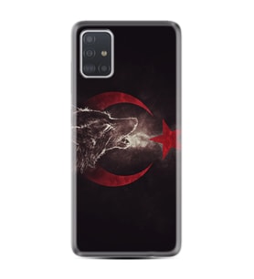 Samsung a71 A72 A73 A7 A9 2018 C7 C9 Kılıf Desenli Silikon Kurt ve Ay Yıldız 1403