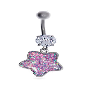 Kadın Pembe Yıldız Model Çelik Piercing