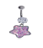 Kadın Pembe Yıldız Model Çelik Piercing