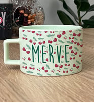 Kişiye Özel Aşk Kirazı Hediye Pastel Fincan Sevgiliye Hediye -3- (Yeşil)