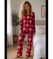 Night Kadın Örme Gömlek Yaka Pijama Takımı