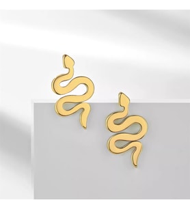 Kişiye Özel 925 Ayar Gümüş Yılan Küpe (Gold)
