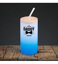 BK Gift İsimli Dad Tasarımlı Mavi Renk Pipetli Buzlu Cam Bardak 600ml - 2, Babaya Hediye, Doğum Günü Hediyesi