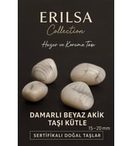 Sertifikalı Damarli Beyaz Akik Taşı Kütle 15–20 mm – Cüzdan Boy El Taşı Huzur ve Koruma (Çok Renkli)