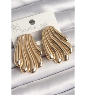 Pirinç Gold Renk İşlemeli İstirdye Model Kadın Küpe TJ-BKP10262