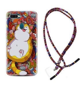 Oppo A5S A15 A16 A54 A55 A73 A74 Kılıf Boyun Asklı Rasta Silikon Tombul Kedi 1739