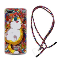 Oppo A5S A15 A16 A54 A55 A73 A74 Kılıf Boyun Asklı Rasta Silikon Tombul Kedi 1739