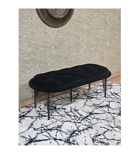 Ufo Oturak Bench - Siyah Boyalı Telli Ayak - Oturak - Bench - Puf - Yatak Ucu Pufu Siyah Renk 100 x 50 Boyut/Ebat (Çok Renkli)