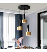 Rsylight Retro Metal Rustik Siyah Gold 3 Lü Dekoratif Sarkıt Avize Çap:30 Cm