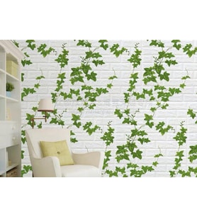 NW88 Kavak Yaprağı Tuğla Yapışkanlı 6 mm Duvar Kağıdı 3D Panel