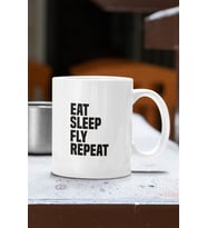 Eat Sleep Fly Repeat Baskılı Kupa Bardak
