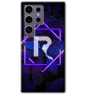 Galaxy S24 Ultra Kılıf HD Desen Baskılı Kılıf - Dark Neon Yaprak R Harfi