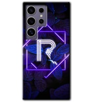 Galaxy S24 Ultra Kılıf HD Desen Baskılı Kılıf - Dark Neon Yaprak R Harfi