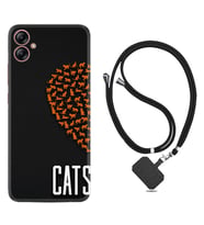 Samsung Galaxy A04E Kılıf Silikon Boyun Askılı İpli Desenli Silikon Cats 1792