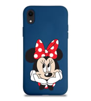 Apple iPhone XR Uyumlu Lansman Kılıf Minnie Mouse Tasarımlı Altı Kapalı İçi Kadife Kaplı  Kapak (Şeffaf)