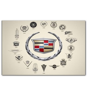 Cakatabloo 1902'den Bugüne Cadillac Logoları MDF Tablo