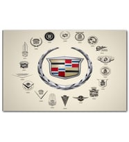 Cakatabloo 1902'den Bugüne Cadillac Logoları MDF Tablo