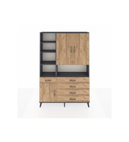 Arges Gardrop 8 Raflı 5 Çekmeceli 3 Kapaklı 132x30x195 Antrasit-Çam