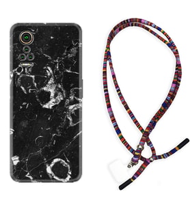 General Mobile GM 21 Pro GM 22 Pro Plus Kılıf Boyun Asklı Rasta Silikon Black Hole Marble 1387