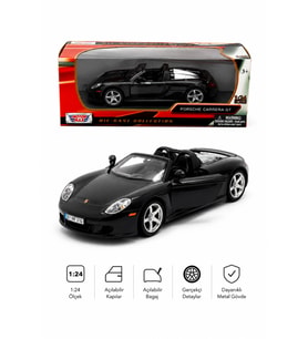 1:24 Porsche Carrera GT Siyah Açılabilir Kapılı Metal Diecast Model Araba