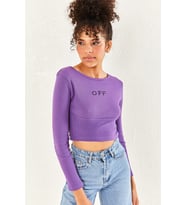 Bisiklet Yaka Kaşkorse Crop Mor