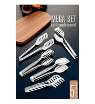 Turk Mutfak Maşa Seti - Makarna Pasta Salata Çok Amaçlı Maşa 5 li SET 304 Paslanmaz Çelik