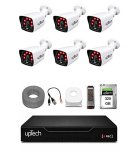 UPTECH 6 Kameralı Güvenlik Kamera Seti 2MP 1080P Full HD 6 Atom LED Gece Görüşlü 320GB HDD 5525