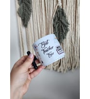 Öğretmenler İçin Renkli Fizik Temalı Best Teacher Ever Yazılı Porselen T Kupa Bardak Latte Fincanı