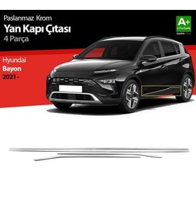 Hyundai Bayon Uyumlu Krom Yan Kapı Çıtası 4 Parça. 2021 Üzeri
