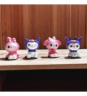 4 ADET KROMİ DEKORATİF BİBLO MY MELODY NOEL SÜSLERİ YILBAŞI HEDİYELERİ VİTRİN DEKOR