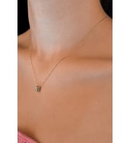 14 Ayar Altın Taşlı Baget Kolye (Sarı)