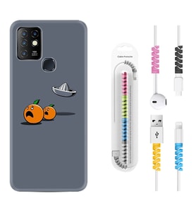 INFINIX Hot 8 9 10 11S Hot 10 Play 10T Kılıf Kablo Koruma Spiral Silikon Orange Escape 1374