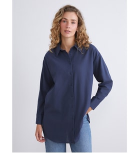 LCW Modest Lacivert Loose Fit Kadın Gömlek Tunik