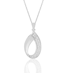 Söğütlü Silver Gümüş rodyumlu zirkon taşlı damla kolye.